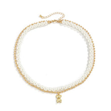 Load image into Gallery viewer, Bear + Pearl Layered Necklaces
