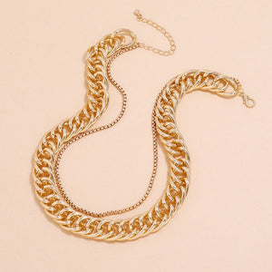 Punk Thick And Thin Chain Necklace