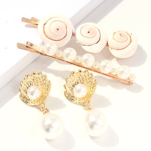 Shell Earrings + Hair Clip