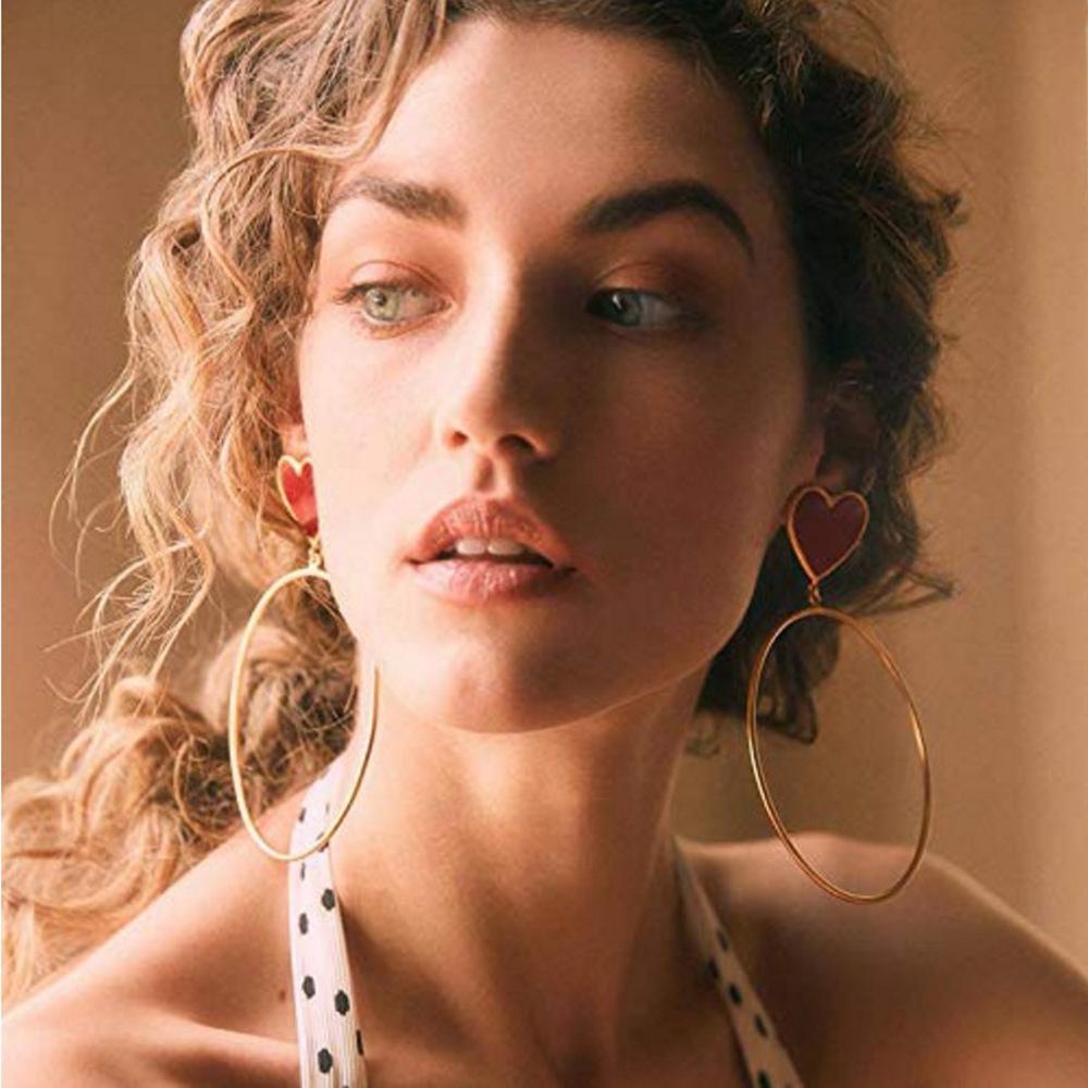 Heart and Oversized Hoop Earrings