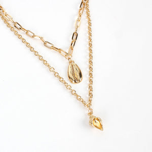 Double Necklace + Conch & Shell Pendant