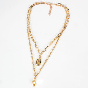 Double Necklace + Conch & Shell Pendant
