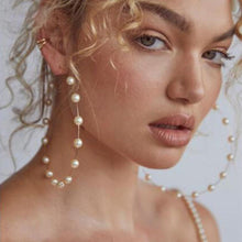 Load image into Gallery viewer, Pearl on Oversized Hoops Earrings
