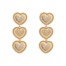 Load image into Gallery viewer, Triple Heart Drop Earrings
