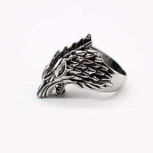 Ancient Silver Wolf Head Ring
