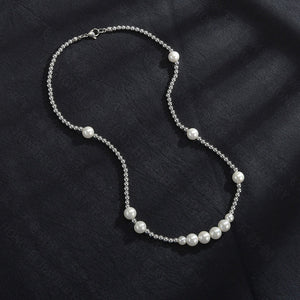 Stitching Metal Pearl Necklace