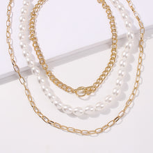 Load image into Gallery viewer, Multilayer Thick Chain Pearl Necklace
