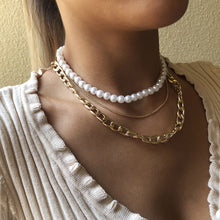 Load image into Gallery viewer, Gold Chain Pearl Multi-layer Necklace
