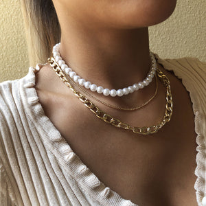 Gold Chain Pearl Multi-layer Necklace