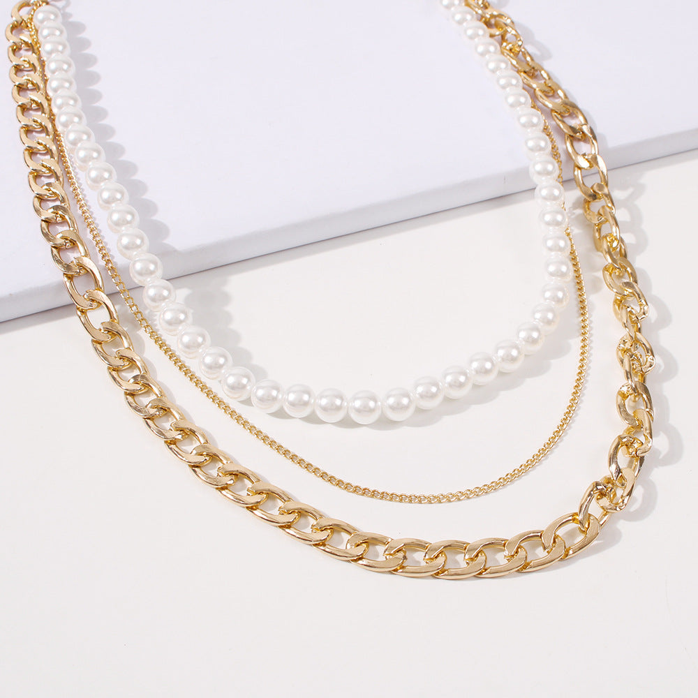 Gold Chain Pearl Multi-layer Necklace