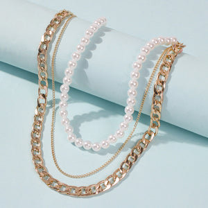 Gold Chain Pearl Multi-layer Necklace