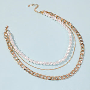 Gold Chain Pearl Multi-layer Necklace