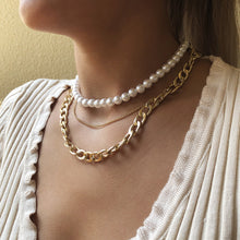 Load image into Gallery viewer, Gold Chain Pearl Multi-layer Necklace
