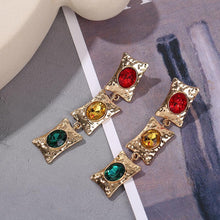 Load image into Gallery viewer, Long Metal Rhinestone Earrings
