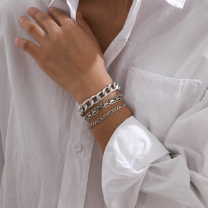 Silver Multi-layer Tassel Bracelet Set