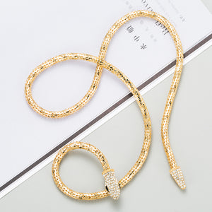 Snake-shaped Rhinestone Necklace