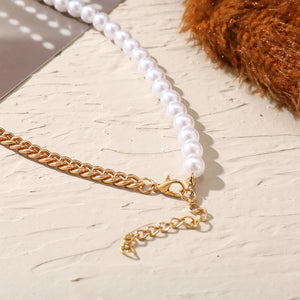 Lock Pendant + Pearl Necklace
