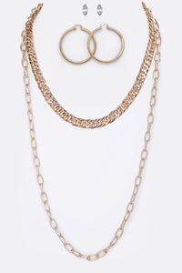 Hoop & Studs Layered Necklace Set