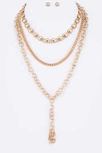 Mix Chain Layer Statement Necklace Set