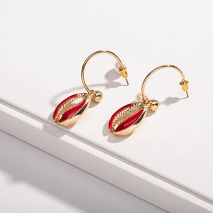 Red Wild Shell Earrings