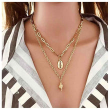 Load image into Gallery viewer, Double Necklace + Conch &amp; Shell Pendant
