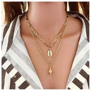 Double Necklace + Conch & Shell Pendant