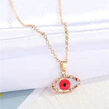 Load image into Gallery viewer, Red Crystal Glass Eye Necklace
