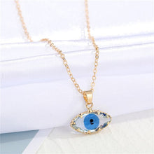 Load image into Gallery viewer, Blue Crystal Glass Eye Necklace
