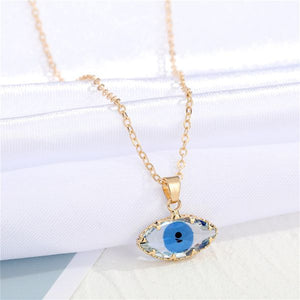 Blue Crystal Glass Eye Necklace