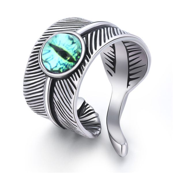 Green Devil's Eye Feather Ring