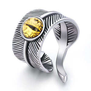 Yellow Devil's Eye Feather Ring