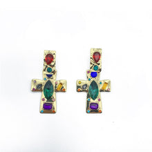 Load image into Gallery viewer, Multicolor Cross Earrings
