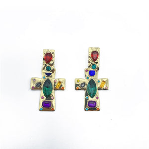 Multicolor Cross Earrings