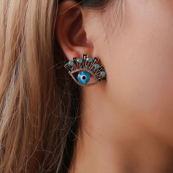 Evil Eye Crown Earring