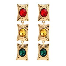 Load image into Gallery viewer, Long Metal Rhinestone Earrings
