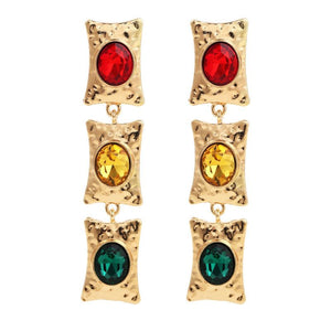 Long Metal Rhinestone Earrings