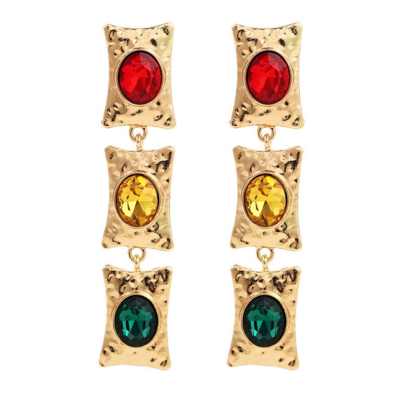 Long Metal Rhinestone Earrings
