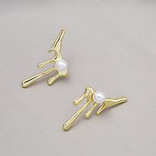 Load image into Gallery viewer, Lava &amp; Pearl Drop Earrings
