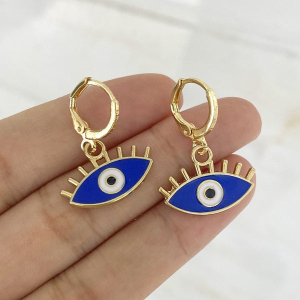 Dripping Royal Blue Evil Eye Earrings