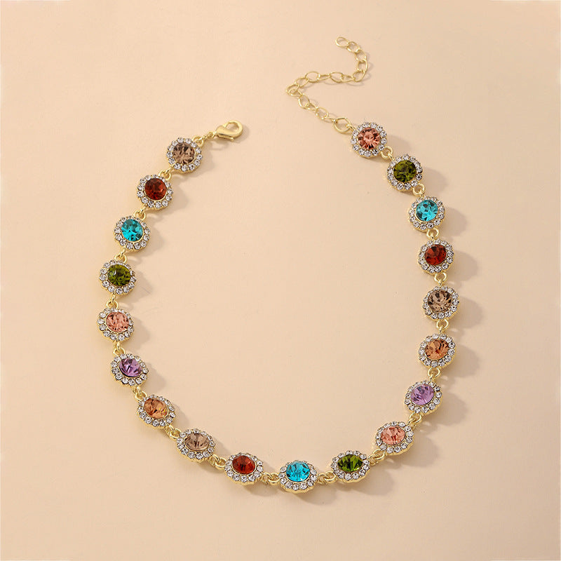 Colorful Rhinestone Clavicle Chain
