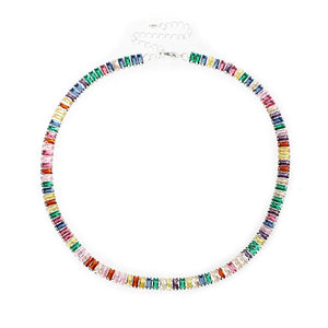 White Gold Baguette Stone Necklace