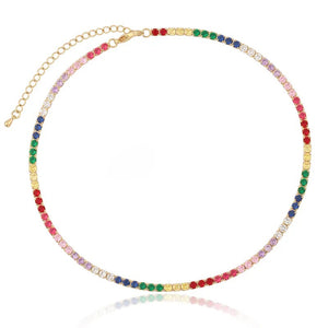 Rainbow Crystal 3mm Tennis Necklace