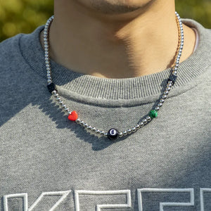 Billiards Heart Beaded Necklace