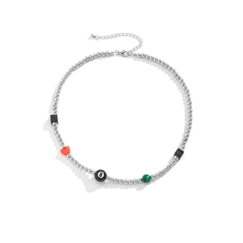 Billiards Heart Beaded Necklace