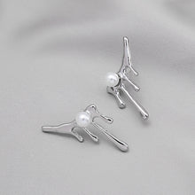 Load image into Gallery viewer, Lava &amp; Pearl Drop Earrings
